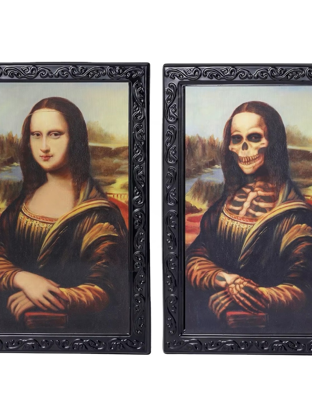Black Framed Reversible Mona Lisa Wall Art - Day & Skeleton Reveal